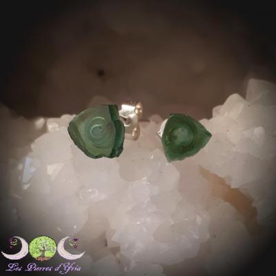 Boucles d'oreille Tourmaline Verte [tranche] & Argent