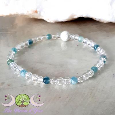 Bracelet Tourmaline Bleue & Cristal de Roche