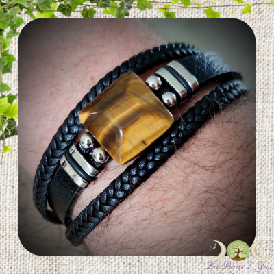 Bracelet Cuir et Oeil de Tigre #1