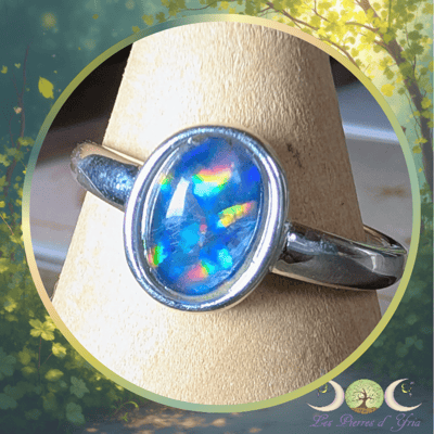 Bague reglable en argent 925 ornee d une opale boulder d australie 2 