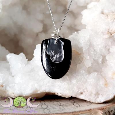 Pendentif Pétalite & Tourmaline noire