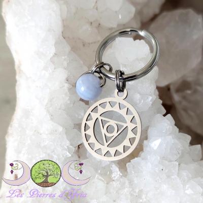 Pendentif Calcédoine - Chakra gorge (pour chien & chat)