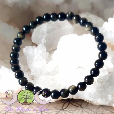 Bracelet Obsidienne Dorée