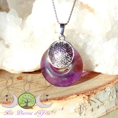 Pendentif Améthyste & Fleur de vie