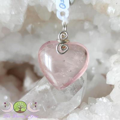 Pendentif coeur Quartz rose