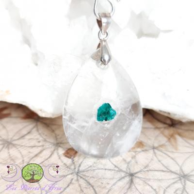 Pendentif Dioptase & cristal de roche