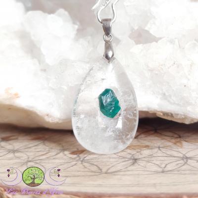 Pendentif Dioptase & cristal de roche #2