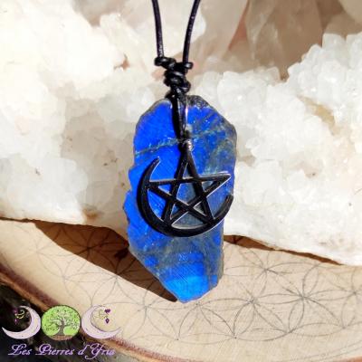 Pendentif Labradorite semi-brut & Pentacle