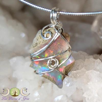 Pendentif argent 925 & OPALE Welo #1