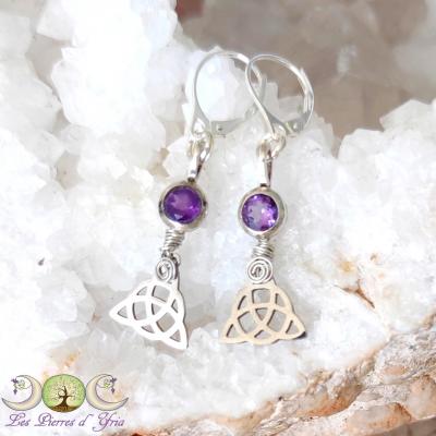 Boucles d'oreilles Amethyste & Triquetra