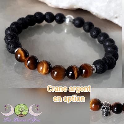 Bracelet Pierre de Lave & Oeil de tigre