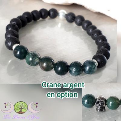 Bracelet Pierre de Lave & Agate mousse
