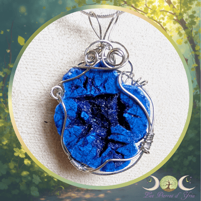 Pendentif azurite cristallisee russie creation artisanale 1 