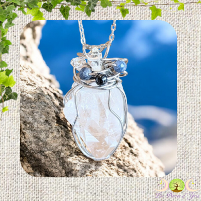 Pendentif Apophyllite, Saphir & Diamant Herkimer