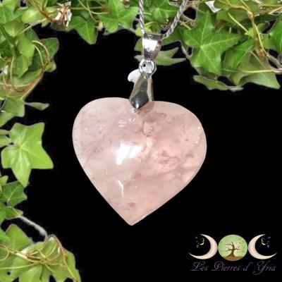 Pendentif cœur en Quartz rose